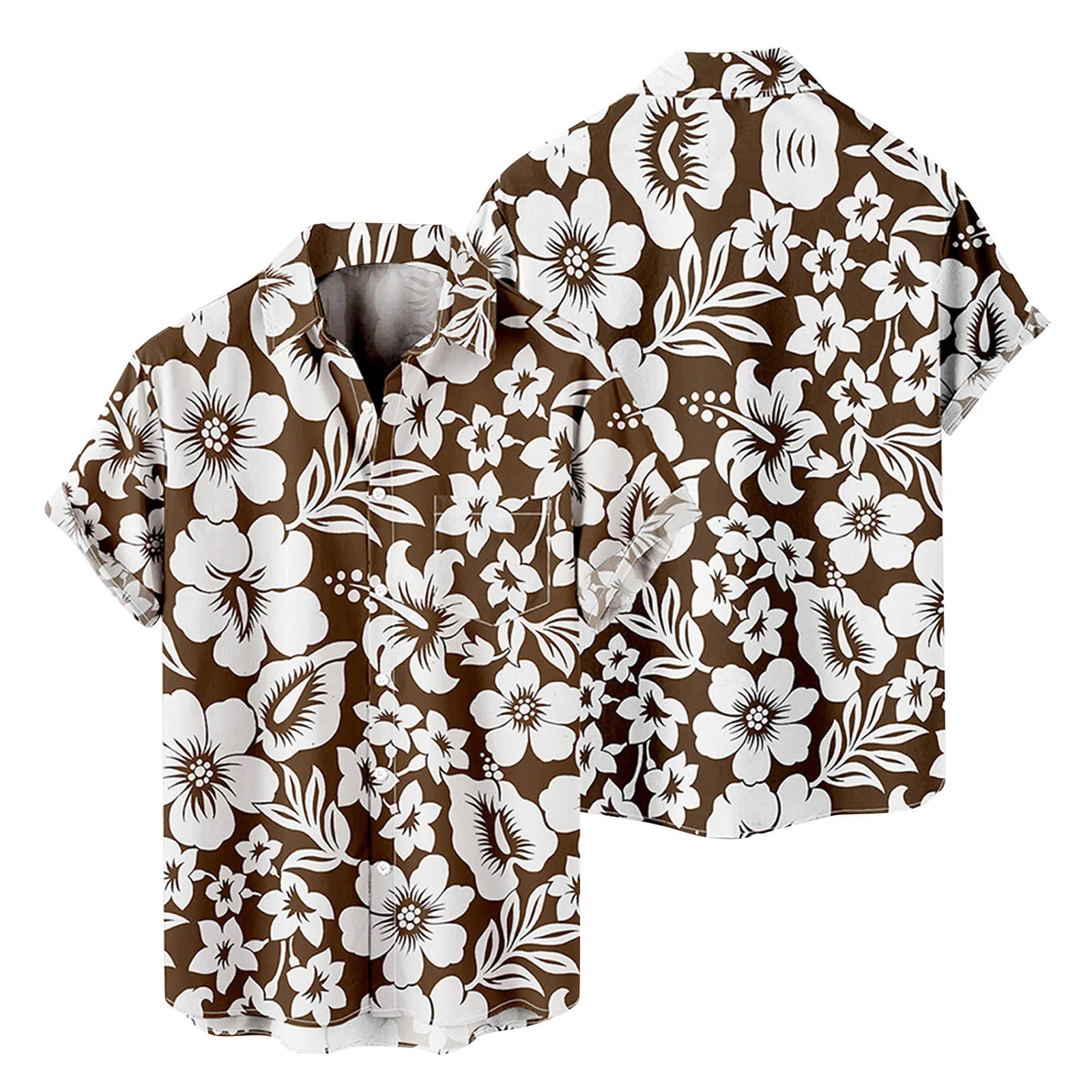 

Mens Fashion And Leisure 3D Digital Printing Buckle Lapel Short Sleeve Shirt Top Adult Diaper Shirt