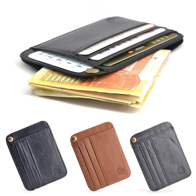 

Card Holder Credit Card Organizer Driver's License Cover Wallet Card Case Simplicity Thin Retro First Layer Cowhide Leather