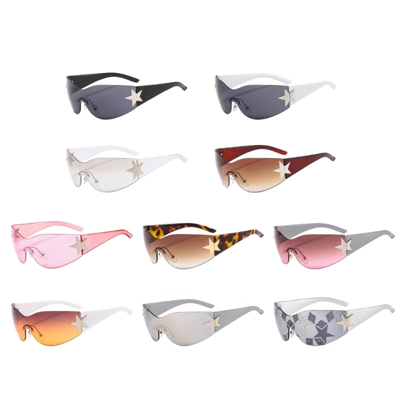 

Traveling UV400 Goggles Shades One Piece Star Sunglasses Glasses for Women Men Unisex Big Shades Protection Lens