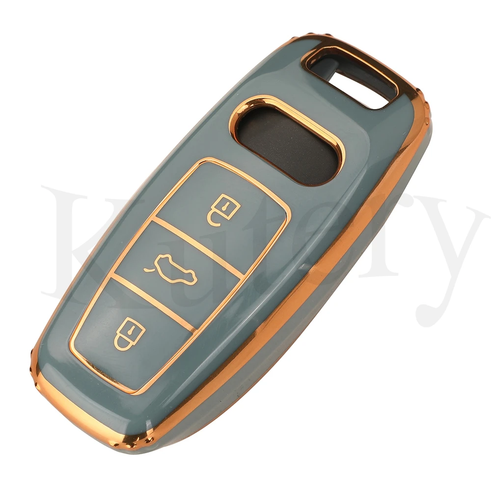 Jingyuqin Новый 3BTN Мягкий чехол для автомобильного ключа из ТПУ Audi A6 A7 A8 E-tron Q5 Q8 C8 D5 Golden