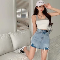 the new irregular high waisted a line denim skirt for summer in china is slim and hip inclusive