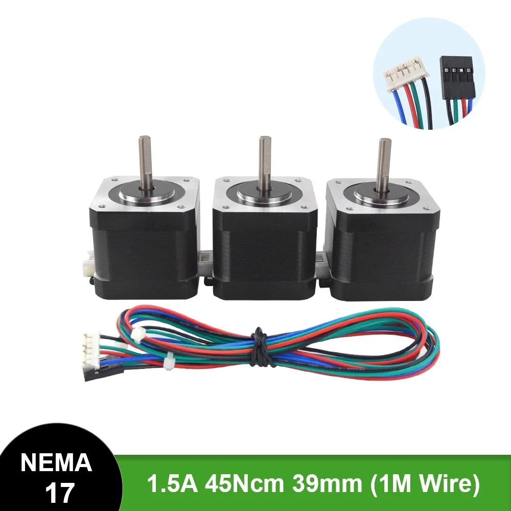 

Шаговый двигатель Nema 17, 39 мм 42 Мотор Nema17 42bygh 45Ncm, 4-проводной, для 3D-принтера, ЧПУ печати XYZ