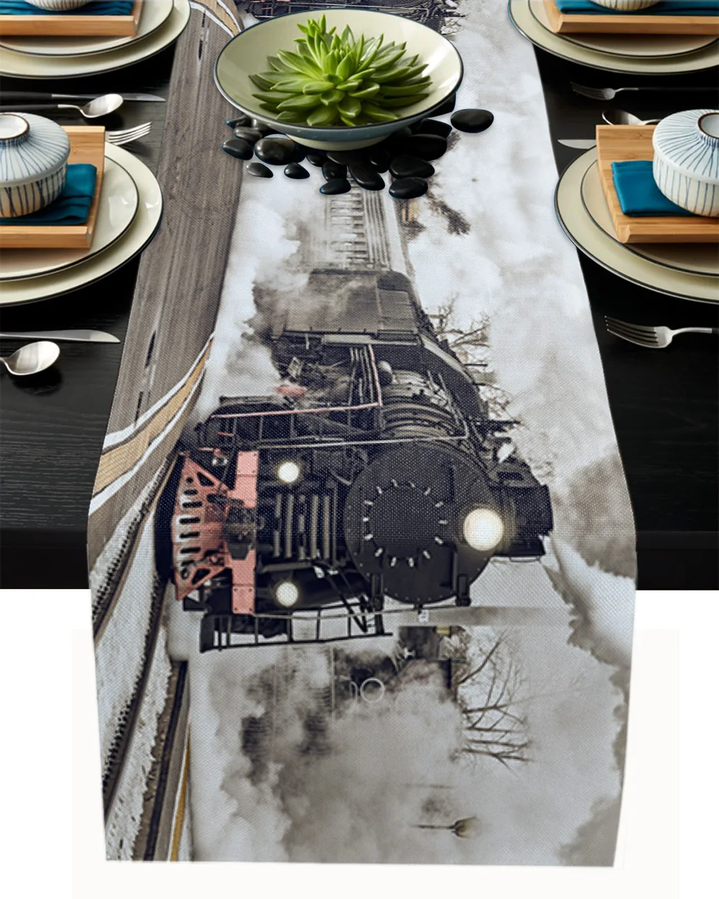 

The Steam Age Of Old Trains Table Runner Wedding Decor Dining Table Runner Kitchen Coffee Table Decor Placemat