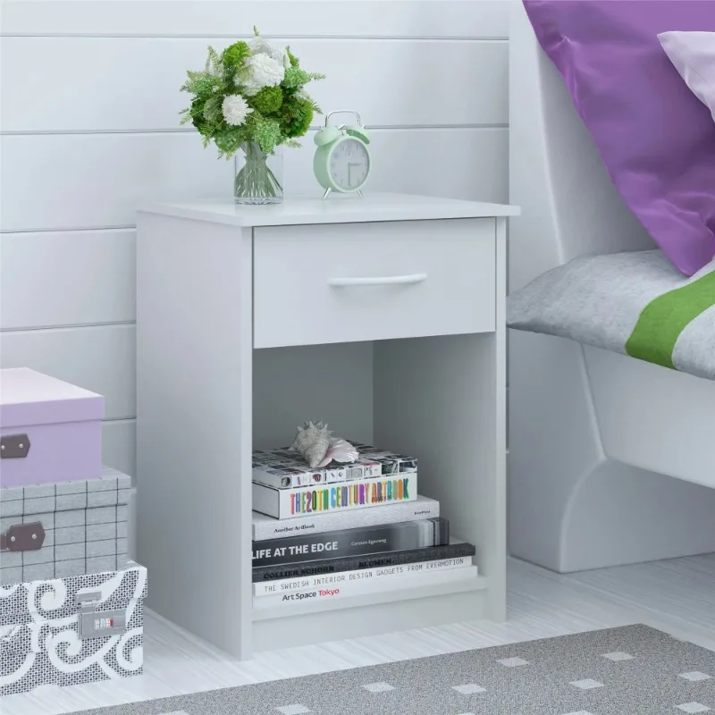 

White Nightstands Mainstays Classic Nightstand with Drawer, White Bedroom Furniture/Nightstands