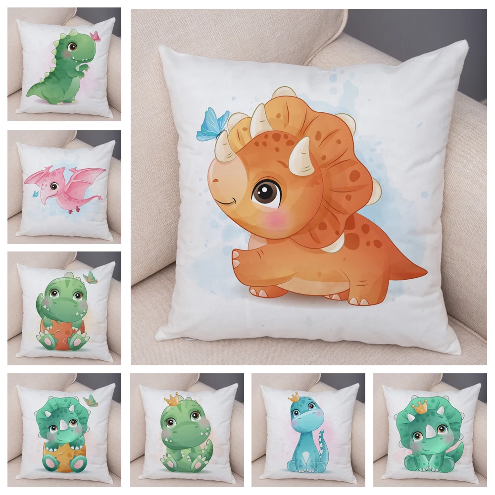 

Cartoon Jurassic Dinosaur Cushion Cover Decor Cute Animal Pillow Case Soft Plush Pillowcase for Children Room Sofa Home Car