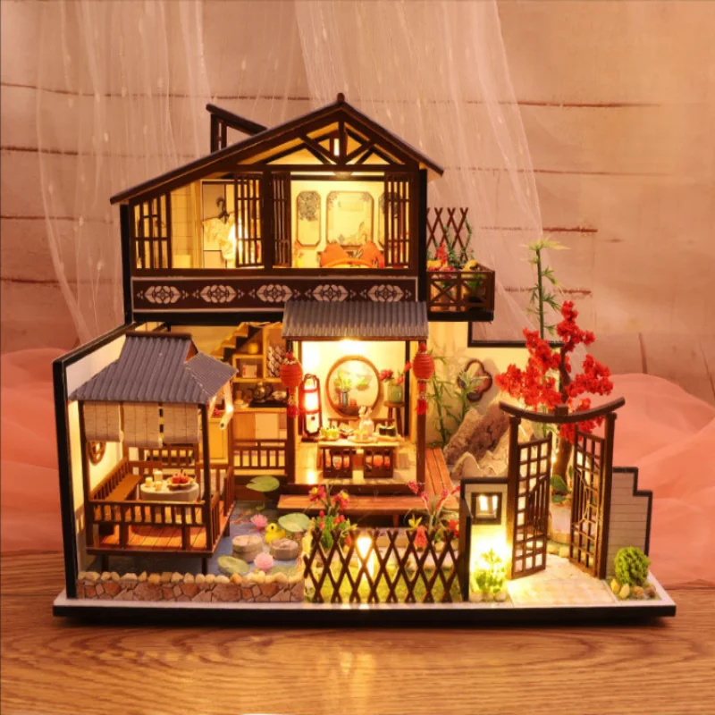 Фото OUZEY Oriental Forest Retreat DIY, 3D деревянный дом-чердак, большая винтажная модель для подростков №1