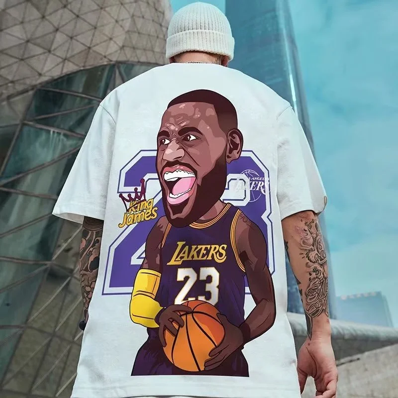 

Женская летняя Винтажная футболка в американском стиле с принтом в виде баскетбольной звезды, большие размеры, Спортивная футболка с коротким рукавом и круглым вырезом, футболки