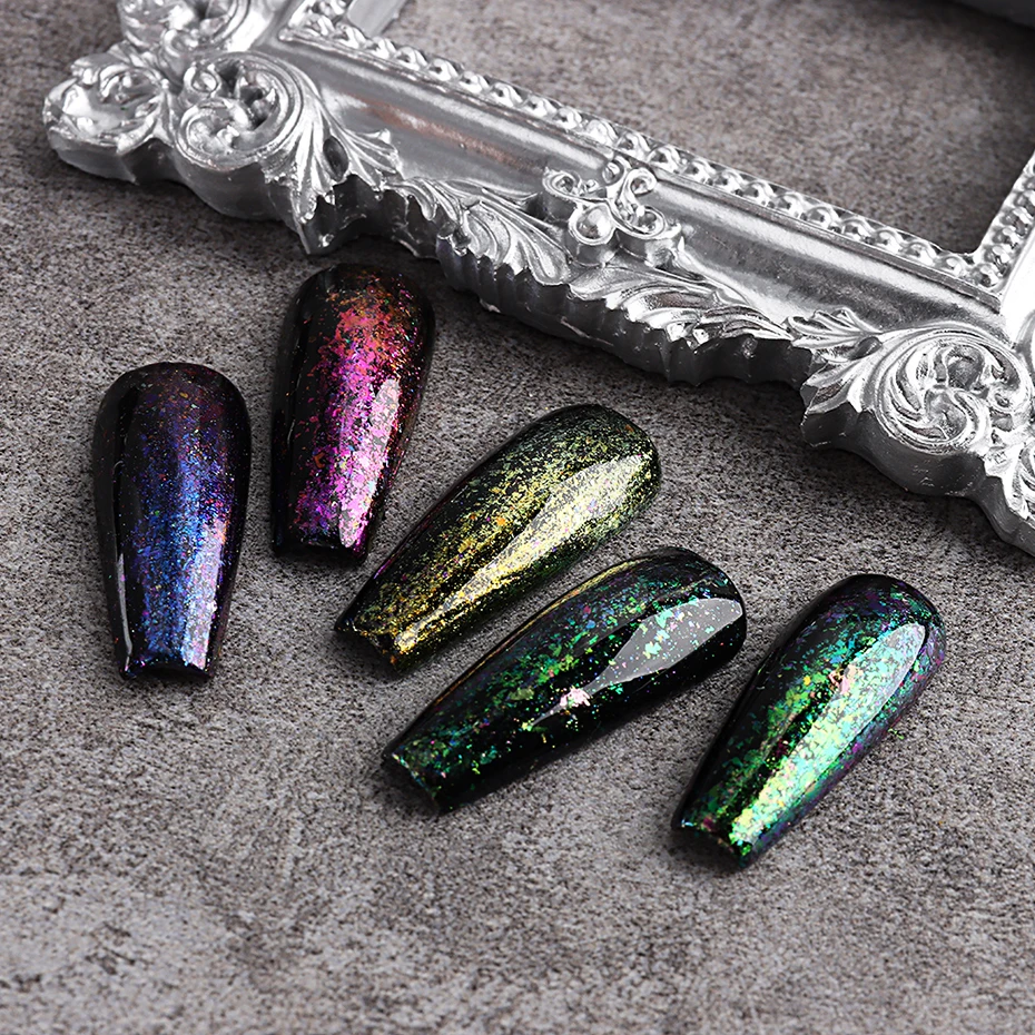 Хамелеоновые хлопья для ногтей Переливающаяся Асимметричная алюминиевая фольга