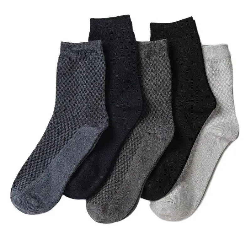 20Pcs=10 Pairs Men Bamboo Fiber Socks Men Breathable Anti-Bacterial Deodorant Cotton Socks Business Casual Male Middle Tube Sock