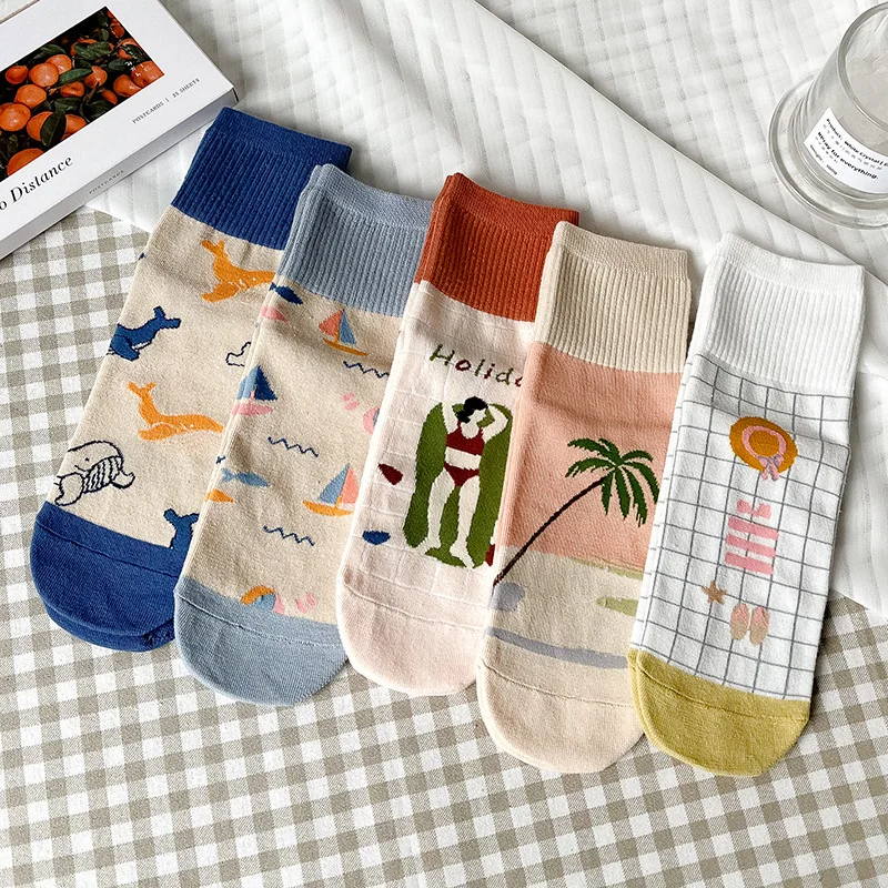 Fashion Women's Socks New Mid Tube Socks Combed Cotton Comfortable Breathable Straight Socks