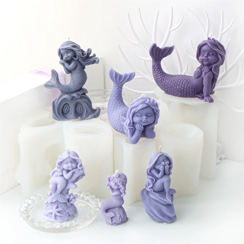 

3D Mermaid Silicone Mold Baking Decoration Molds Resin Mold For Chocolate Cupcake Decorating Candle Candy Mold Home Ornament