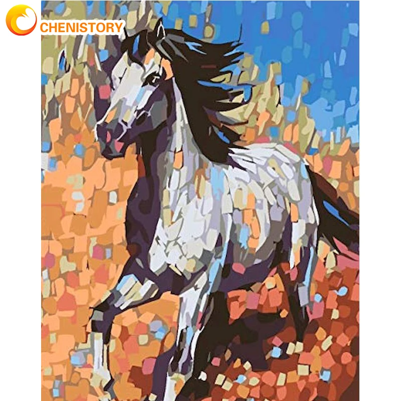 

CHENISTORY Painting By Numbers Animal Horse DIY Acrylic Paints Canvas Pictures Coloring By Numbers Crafts For Adults Wall Art