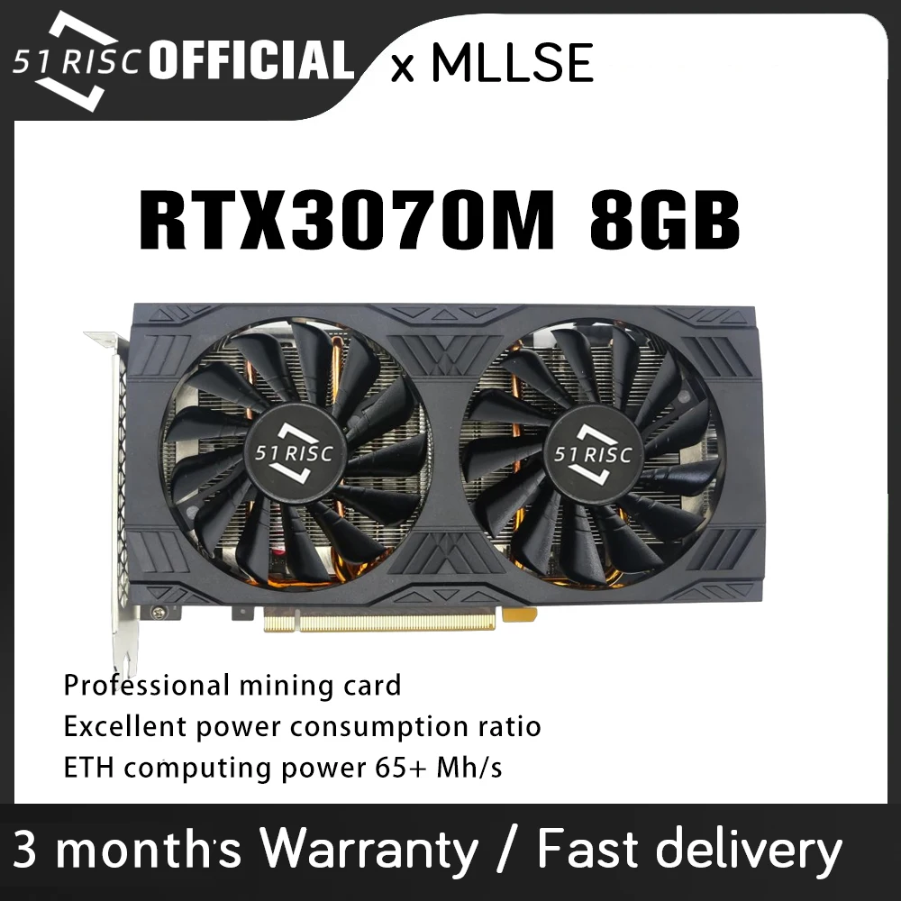 51RISC Dual GeForce RTX 3070 8 Гб GDDR6 PCI Express 3,0x16 Видеокарта Графическая карта для майнинга DUAL-RTX3070-8G-S2 65Mh/s