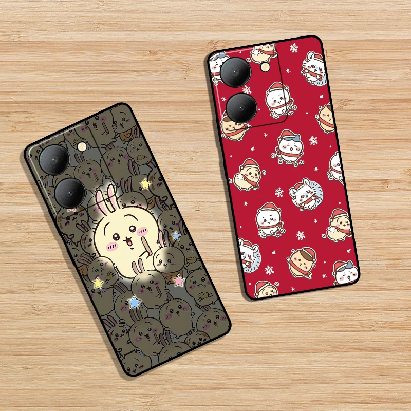 Мягкий черный чехол для телефона Vivo Y15S Y15A Y16 Y17 Y17S Y19 Y20i Y20S Y20 chiikawa защитный от