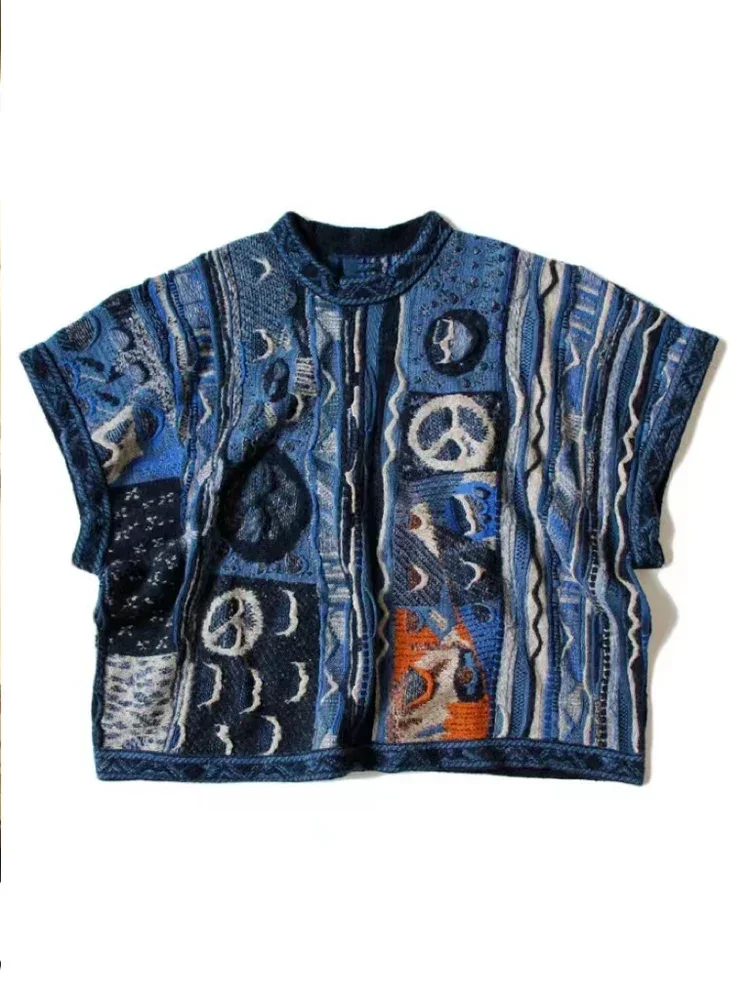 Вязаный свитер Jia в японском ретро-стиле с надписью Anti War Hirata Hohiro