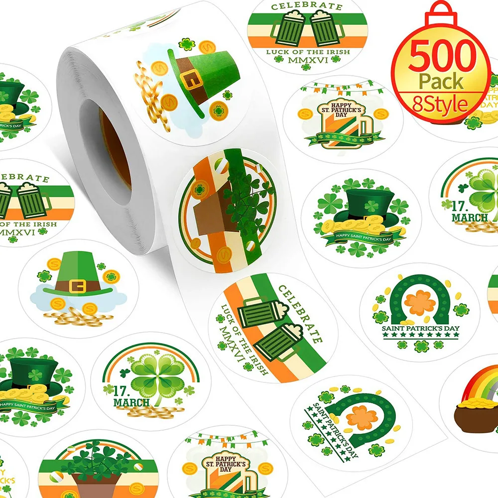 

50 1.5-inch St Patrick's 4-leaf sticker seal stickers gift decoration stickers