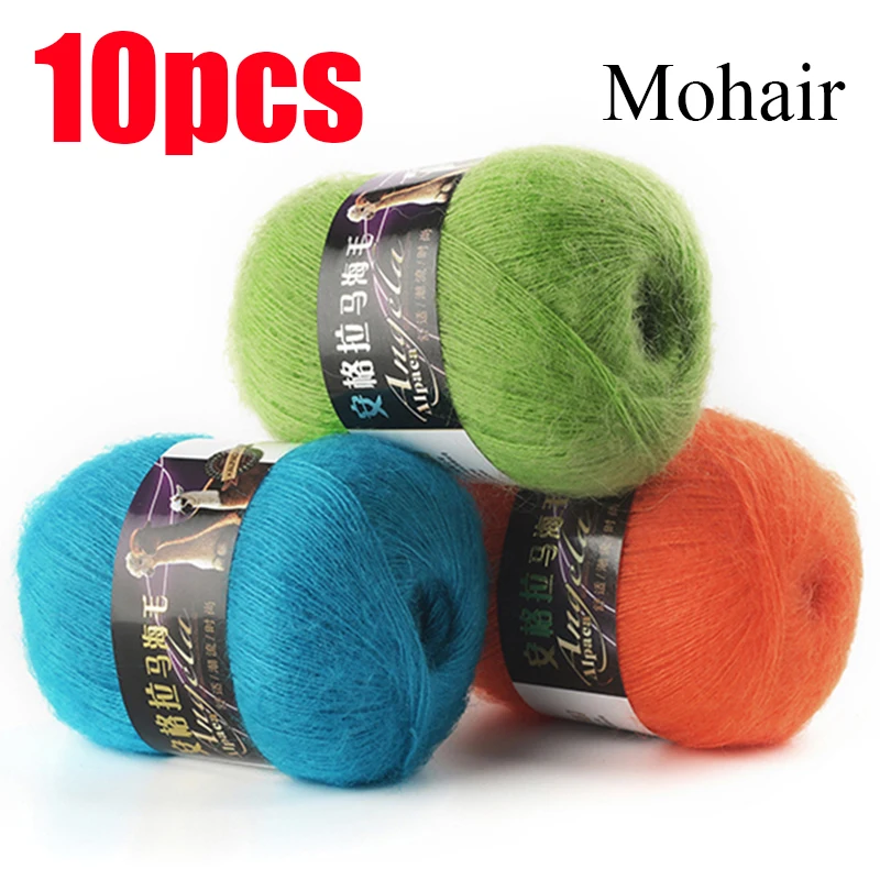 

10pcs Filament Wool Yarn Mohair Blended Yarn Acrylic Hand Knitting Yarn High Tenacity