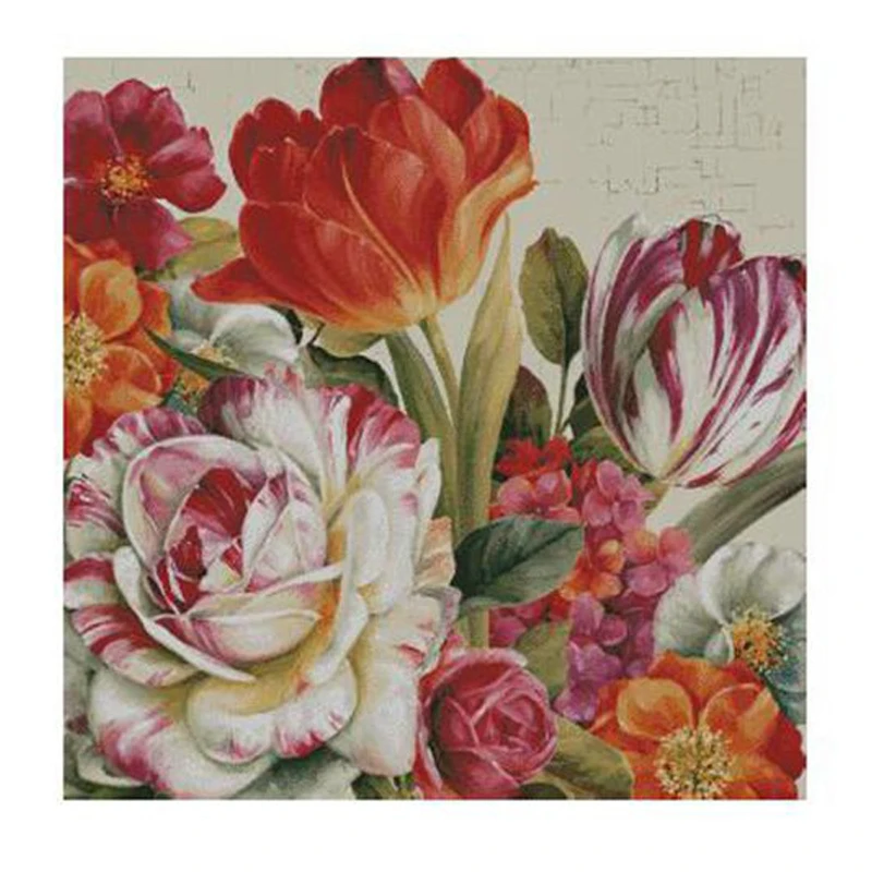 

Amishop Gold Collection Lovely Counted Cross Stitch Kit Dim 71-20079 Tulip Peony Flowers Flower Bouquet