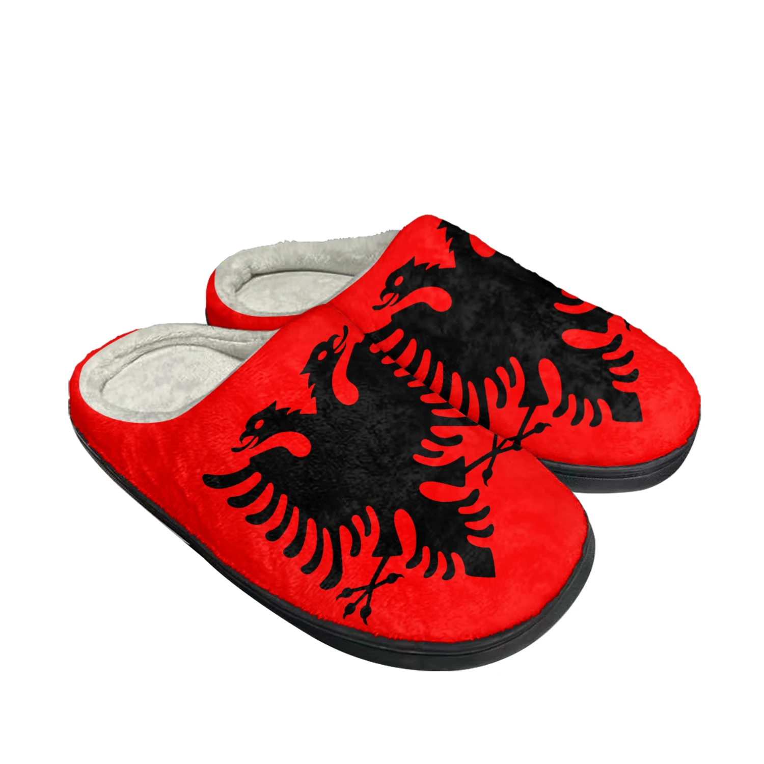 

Albanian Flag Home Cotton Custom Slippers Mens Womens Sandals Albania Plush Bedroom Casual Keep Warm Shoes Thermal Slipper