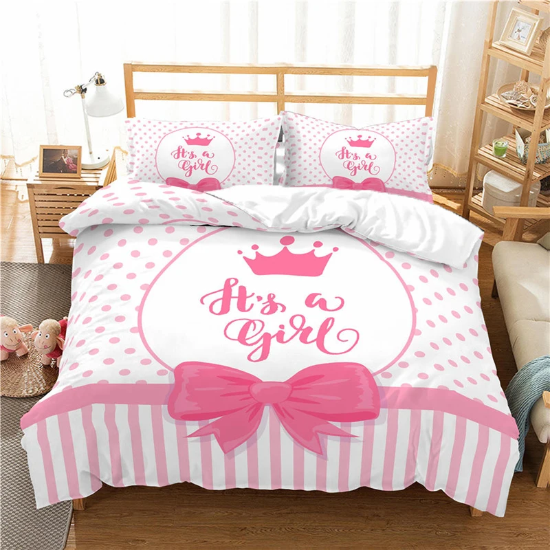 

3D Printed Bow Pink Bedding Set Pillowcase Duvet Cover 3Pcs Double Twin Full Queen King Adult Kids Bedclothes Quilt Cover