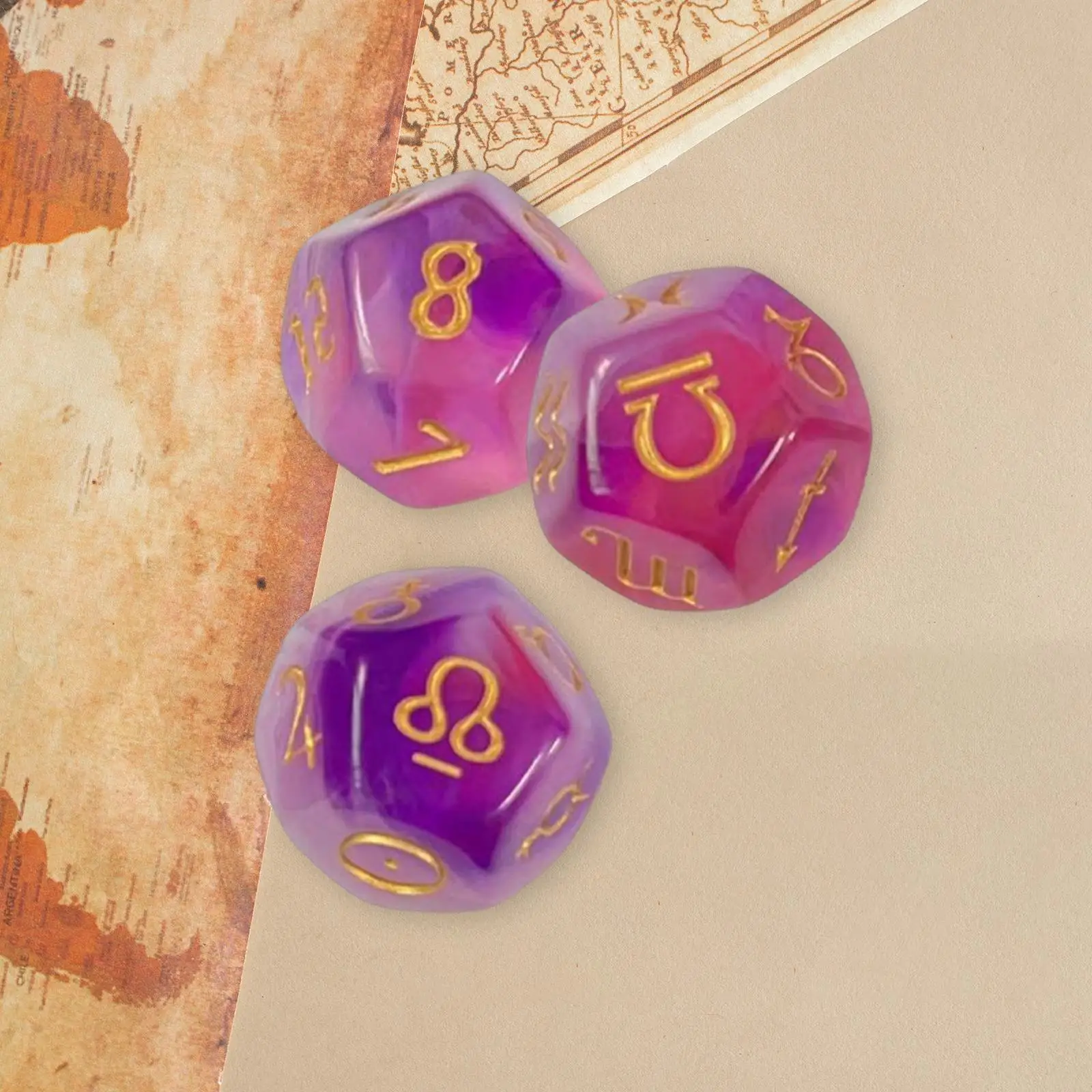 

Акриловые астрологические кубики 3x12, реквизит, полигедральные кости для гадания Таро, ролевая игра, настольные игры, разведение удачи