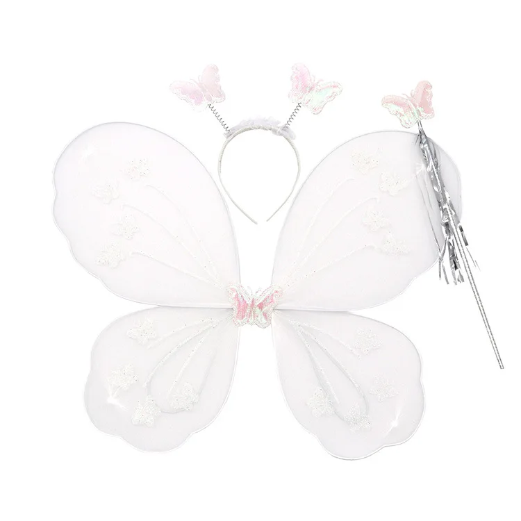 

3Pcs Girls Little Fairy Dress Up Princess Costume Sets Butterfly Wings Headband Magic Wand Halloween Birthday Party Supplies