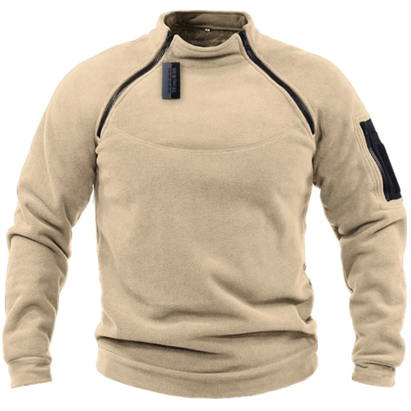 

US Men's Tactical Outdoor Polar Fleece Jacket Hunting Clothes Warm Zippers Pullover Men Windproof Coat Thermal Hiking Underwear