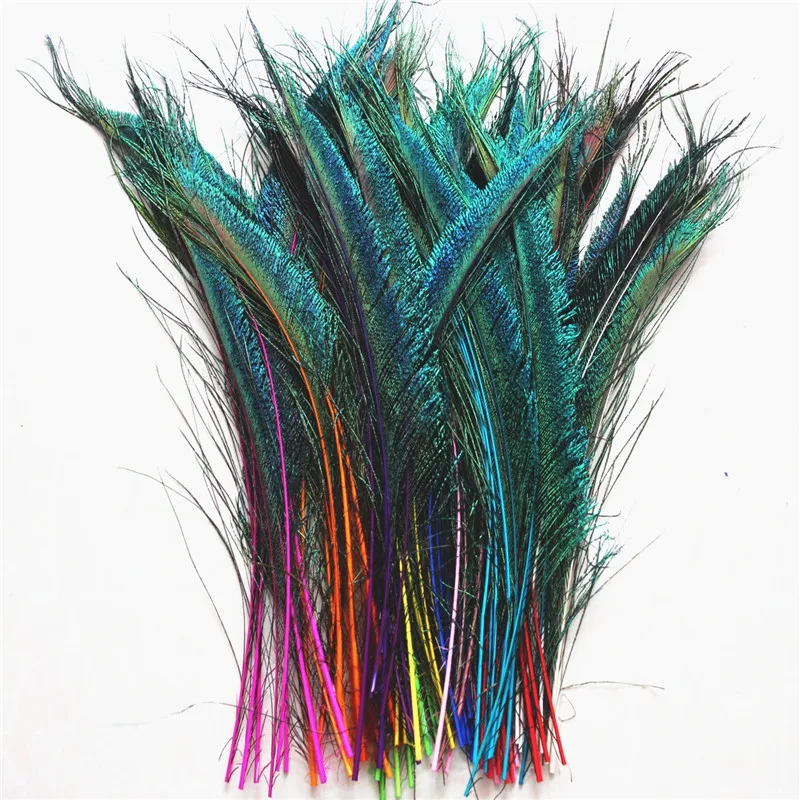 

Wholesale 100 pcs /lot Dyed Colorfull beautiful peacock feather sword left and right Symmetric 30-35 cm 12-14 inches Feather