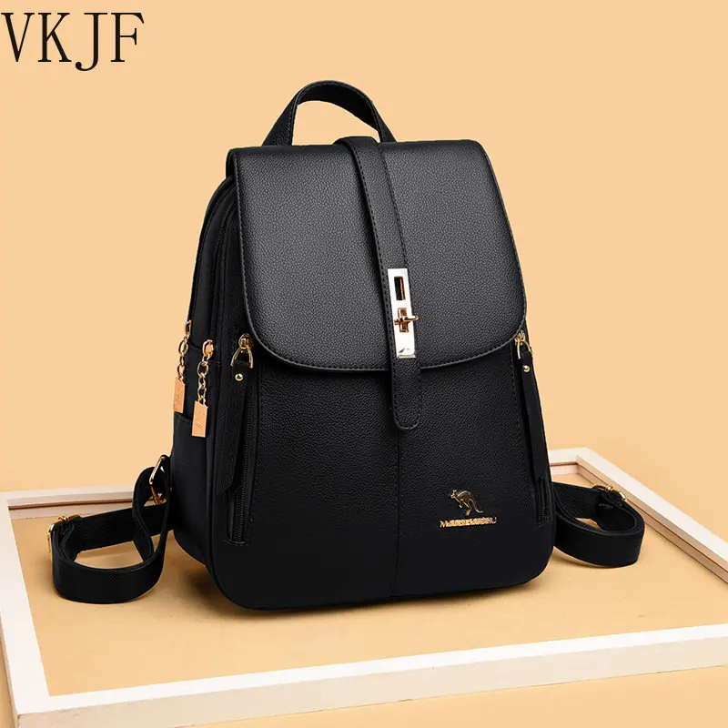 

Winter 2023 Women Leather Backpacks Fashion Shoulder Bags Female Backpack Ladies Travel Backpack Mochilas School Bags For Girls