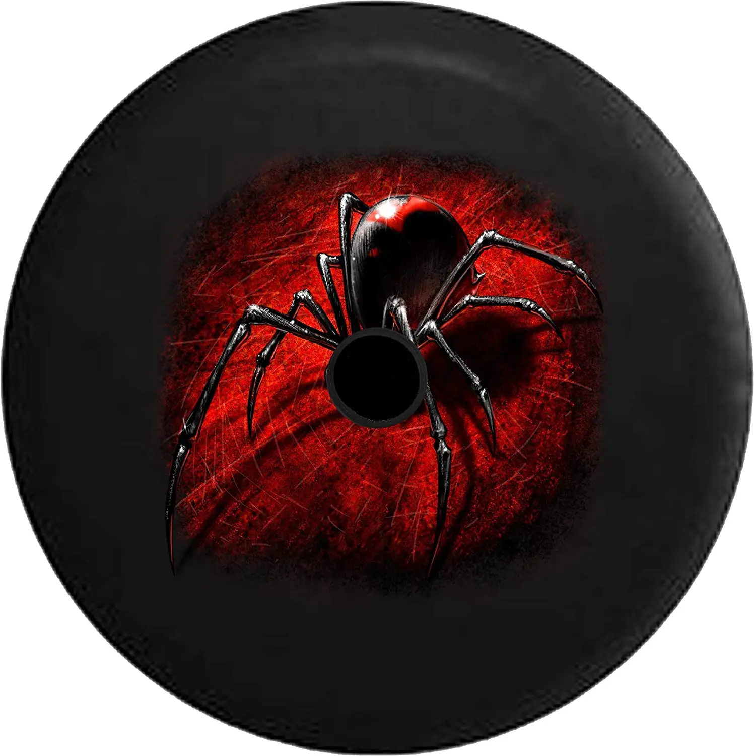 

Pike Outdoors JL Series Spare Tire Cover Backup Camera Hole Black Widow Spider on Red Web - 3D Look Poisonous Black 33 in