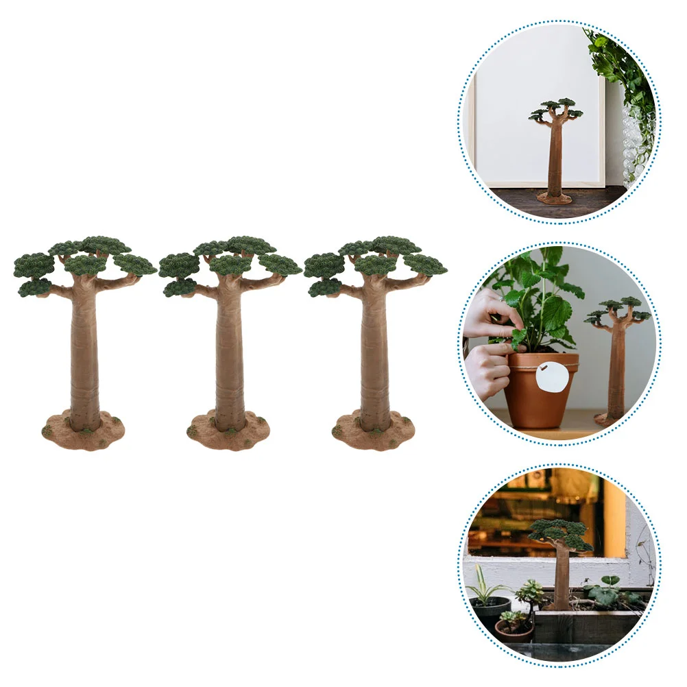 

3 Pcs Simulation Tree Desktop Accessories Miniature Ornaments Train Trees Decor Scenery DIY Pvc Small Models