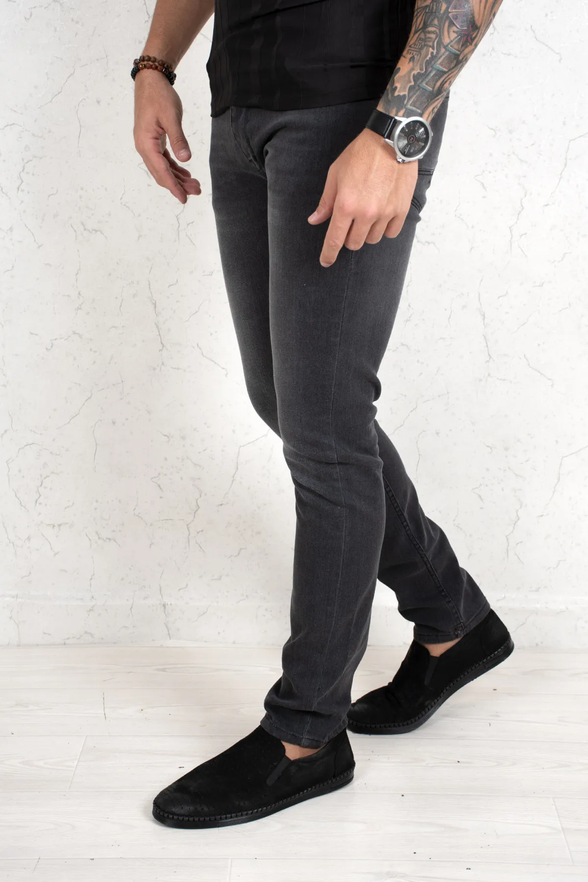 DeepSEA enzyme painting pipe leg men jeans 1901993