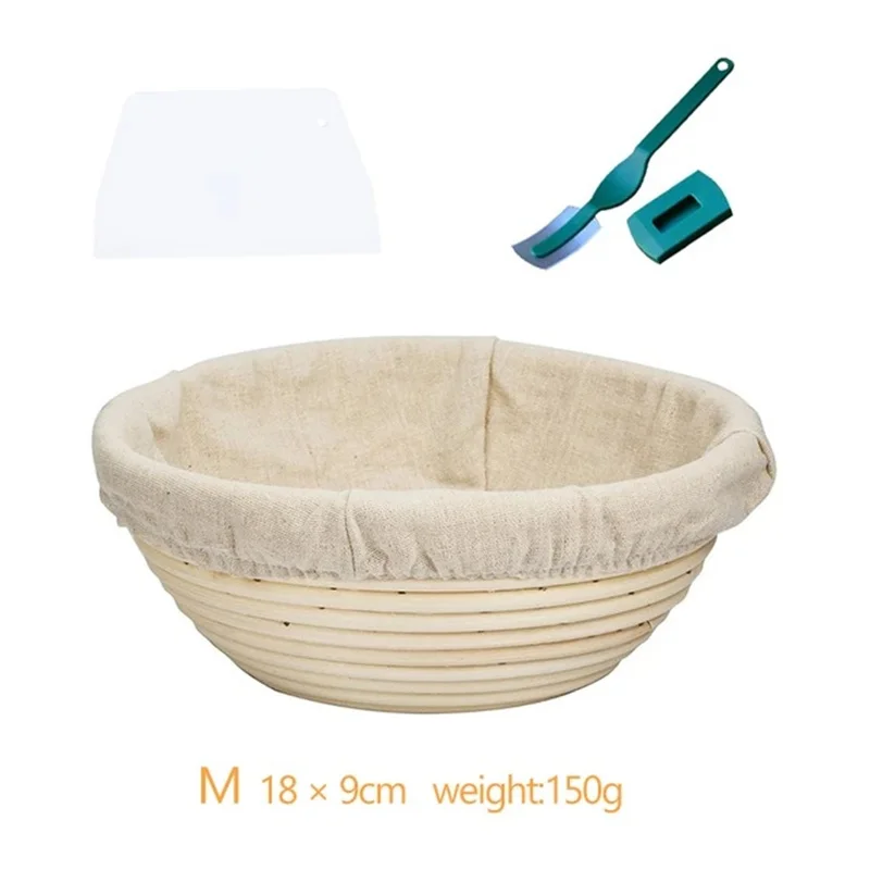 

Handmade Rattan Bread Basket Set With Liner Rattan Bread Proofing Basket Natural Oval Rattan Wicker Dough Fermentation Basket