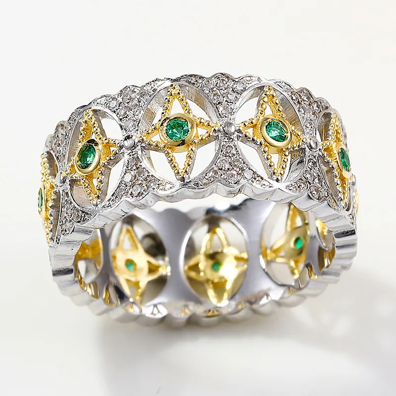 

Italian Vintage Two tone Emerald Starry Moon Eye Earrings