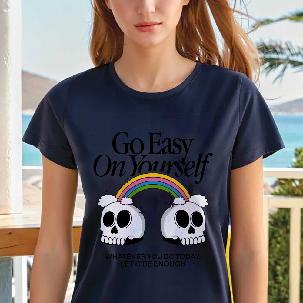 Женская рубашка Идитесь легко в себя что вы делаете сегодня давайте это быть