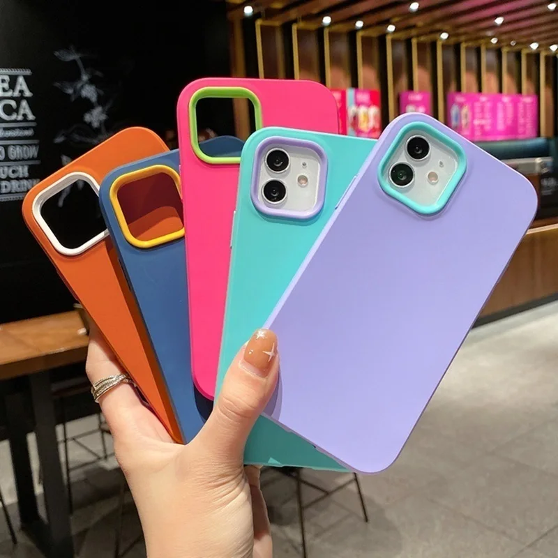 

IPhone Soft Silicone Cases iPhone 13 12 11 Pro MAX XR X XSMAX 7P/8P SE 2020 Cute Candy Colors Camera Lens Protec