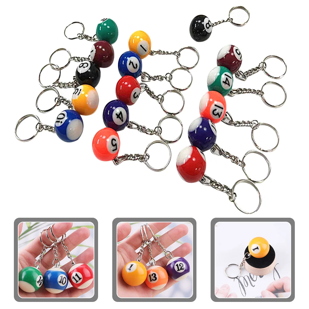 

16 Pcs Billiards Keychain Snooker Balls Handbag Charm Billiard Supplies Billiards Pendants Alloy Sports Fan Key Chains Child