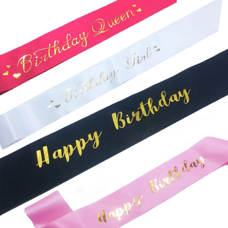 

Happy Birthday Decor Ceremonial Belts DIY Party Accessory Shoulder Strap Etiquette Belt 1Pcs Satin 158*9.5cm Single-layer