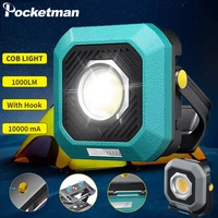 10000 ma battery fishing flashlight cob four color light red photoelectric display output magnet camping light with usb cable