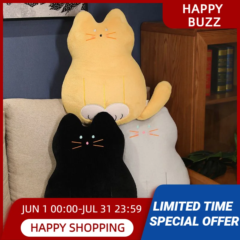 

Kawaii Cat Long Strip Super Soft throw Pillow Doll Peluches Sleeping Bed Girl Cute Action Figure Plush Toy cute Black cat gift