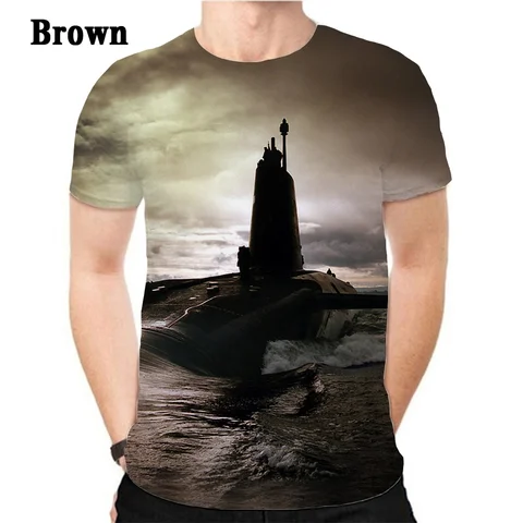 Полиэстерная футболка с 3D-принтом подводной лодки