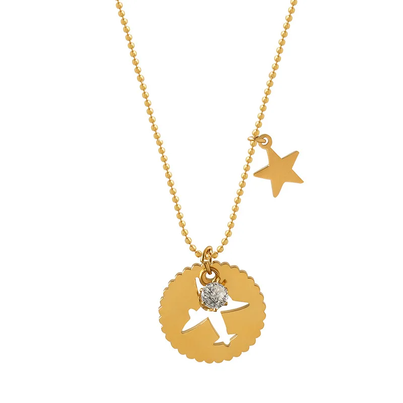 

Korean Girl Trendy Necklace All-match Five-pointed Star Zircon Pendant Necklace Niche Design Sense Boudoir Honey Accessories