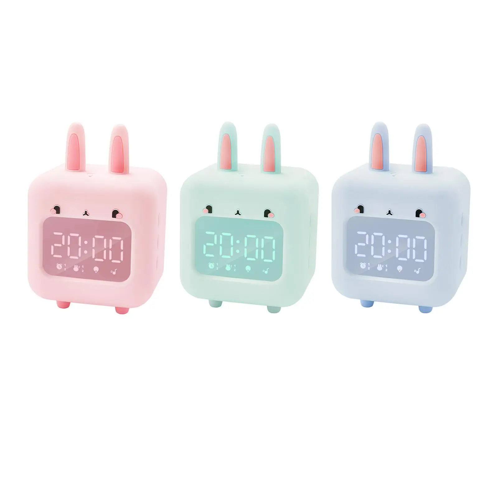 Bunny Shaped  Indoor Gadget  Night Light Mini Music  Digital  for Bedroom Boys Kids Teen Girls