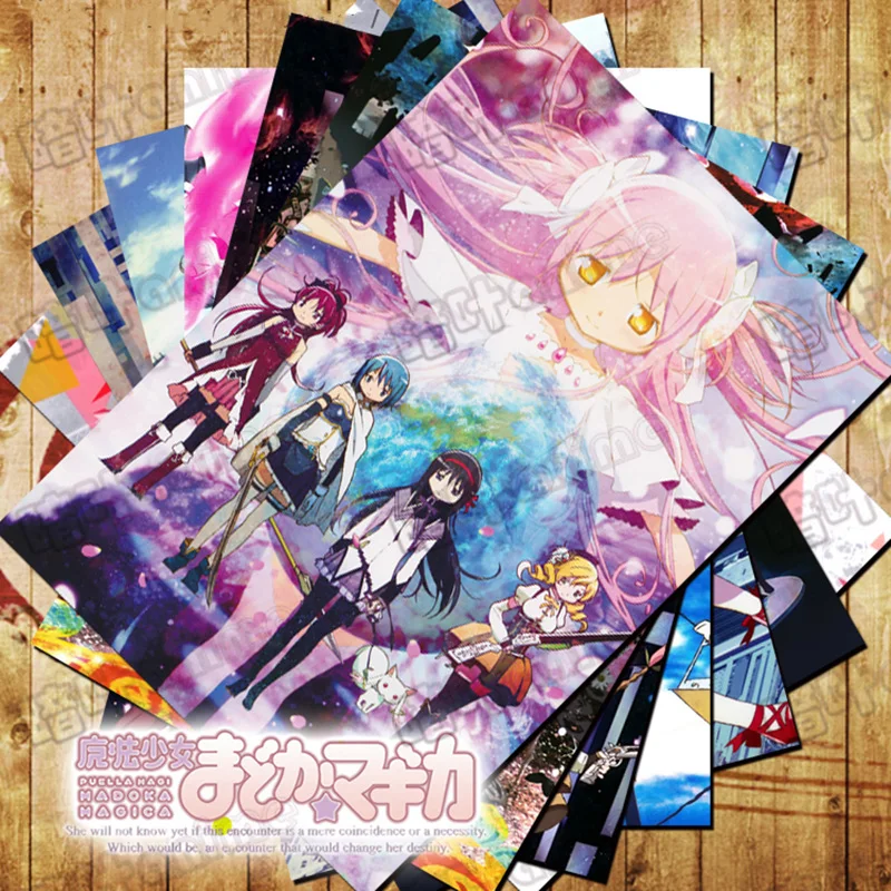 

10 PCS/LOT Anime Puella Magi Madoka Magica Madoka Akemi Poster Sticker Postcard Toy for Fans Collection Gift Card A3/A4 Size