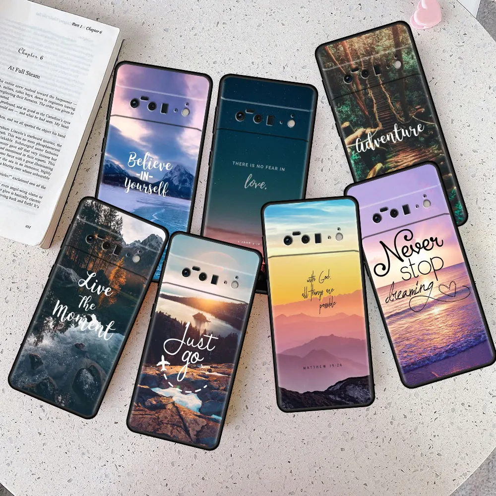 

TPU Cell Case Coque for Pixel 4 XL 4a 5a 5 6 Pro 3 Pixel4 4G 4XL 6Pro Travel Mountain Sea Beach Silicone