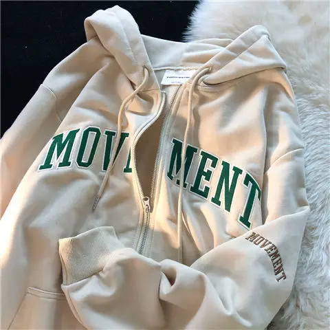 Vintage Y2k Zip Up Hoodies Woman Gothic Letter Print Sport Coat Pullover Tops Long Sleeve Oversize Autumn Sweatshirt Streetwear |