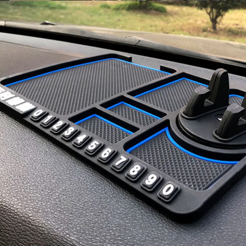 

Non-Slip Phone Pad for Car Flexible Dash Board Mat with Phone Holder & Parking Contact Number Multi-Cells Storage Mat New Hot