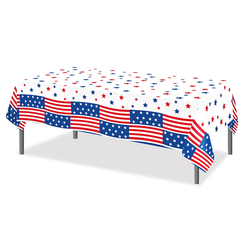 

130*220cm PE USA July 4th Day Birthday Party Disposable Tablecloths Tablecovers America Independence Day Carnival Party Supplies