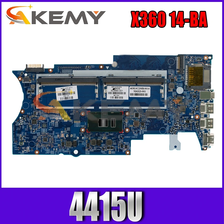 

Материнская плата для ноутбука HP Pavilion X360 14-BA Pentium 4415U 923691-1 601-1 448.0c208. 923691 SR348