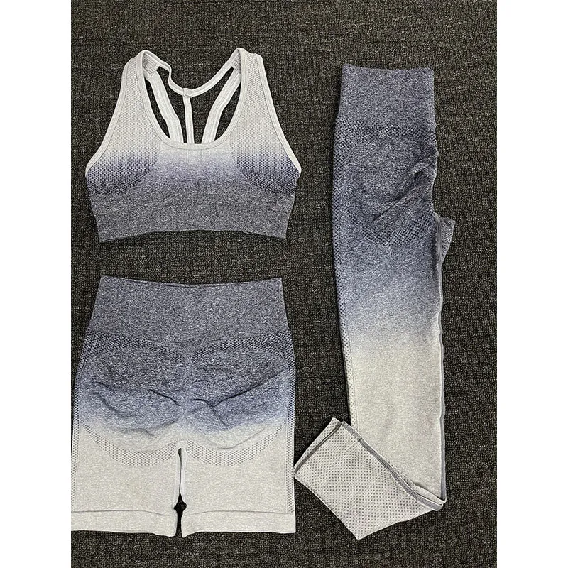 

Бесшовный костюм для йоги, комплект из 2-3 предметов для йоги, женский спортивный костюм для тренажерного зала, одежда для йоги, одежда для тр...